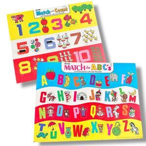 x2 vintage 1970s Children's Tray Puzzles Alphabet Numbers Classroom Decor